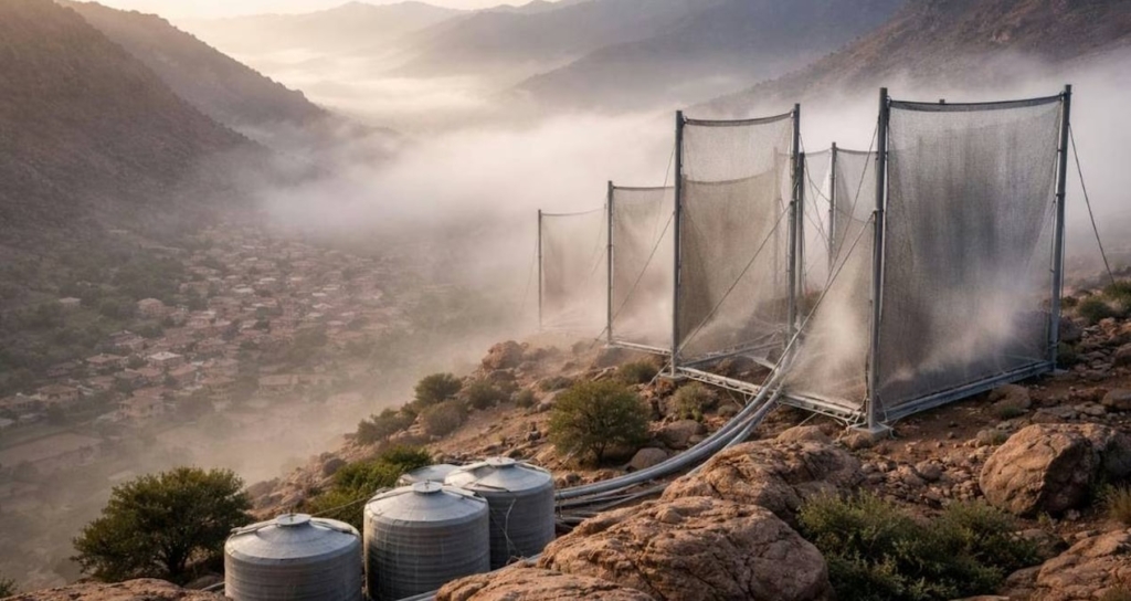 Fas'ta Sis Yakalama Teknolojisiyle Enerjisiz ve Günlük Binlerce Litre Su Tedariki Sağlanıyor